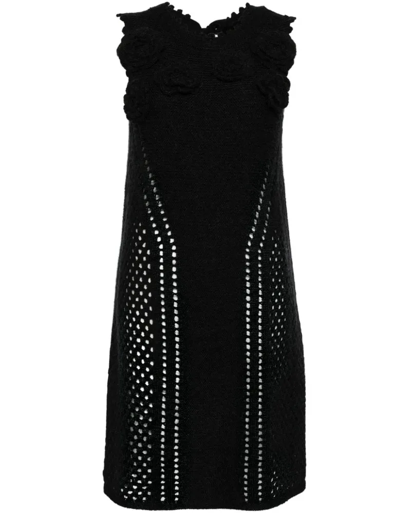 onefifteen Gestricktes Kleid mit Blumenapplikation - Schwarz Schwarz