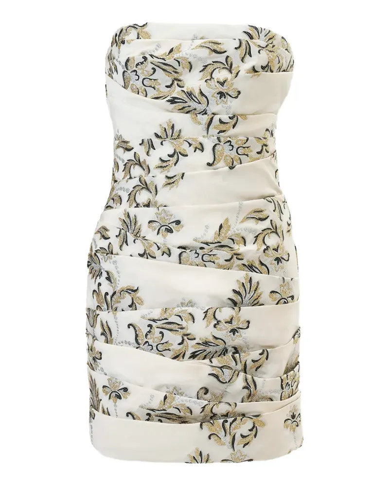 Carolina Herrera New York Gerafftes Lurex-Minikleid aus Trellis-Jacquard - Nude Nude