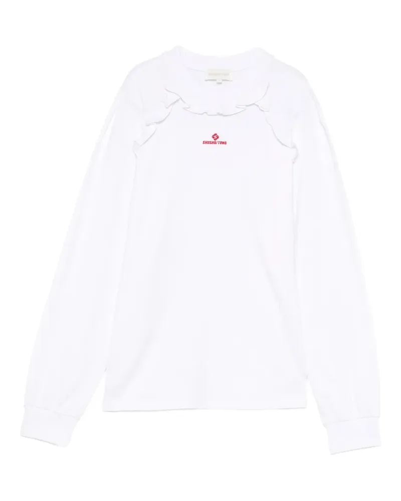 SHUSHU/TONG Langarmshirt mit Rüschen - Weiß Weiß