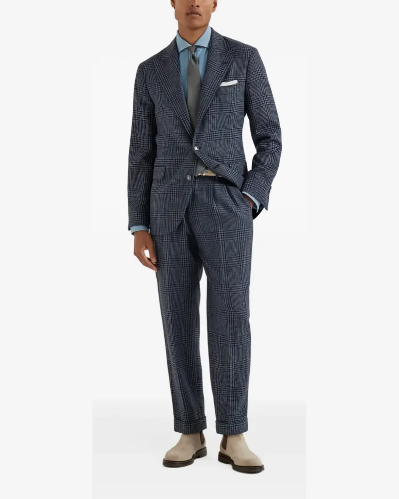 Brunello Cucinelli checked wool-blend suit - Blau Blau