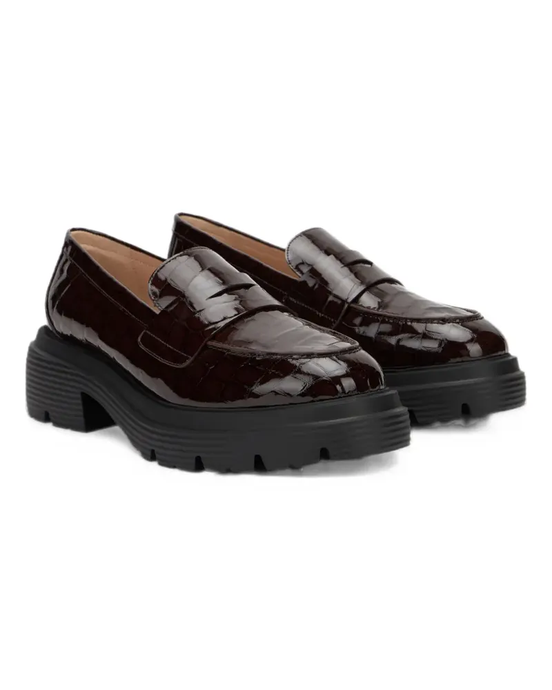 Stuart Weitzman Hudson Lite crocodile-embossed leather loafers - Braun Braun