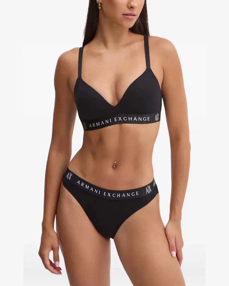 Armani Exchange Triangel-BH mit Logo - Schwarz Schwarz