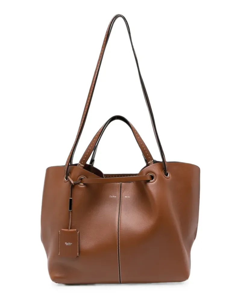 Max Mara Shopper mit Kontrastnähten - Braun Braun