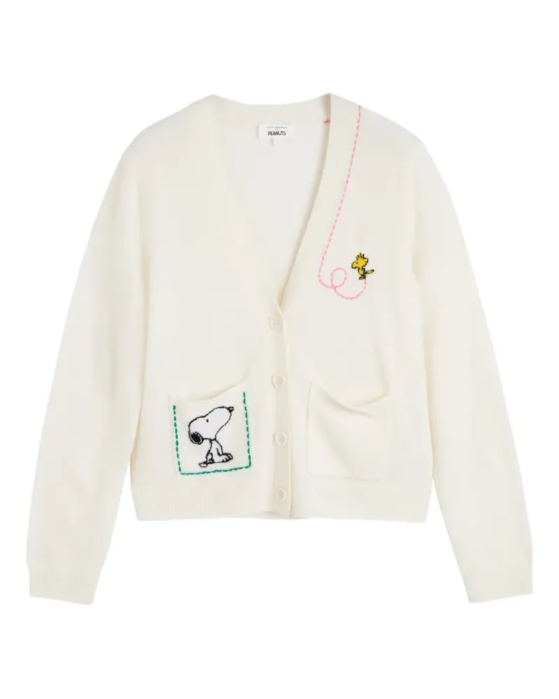Chinti & Parker Cardigan mit Snoopy-Stickerei - Nude Nude