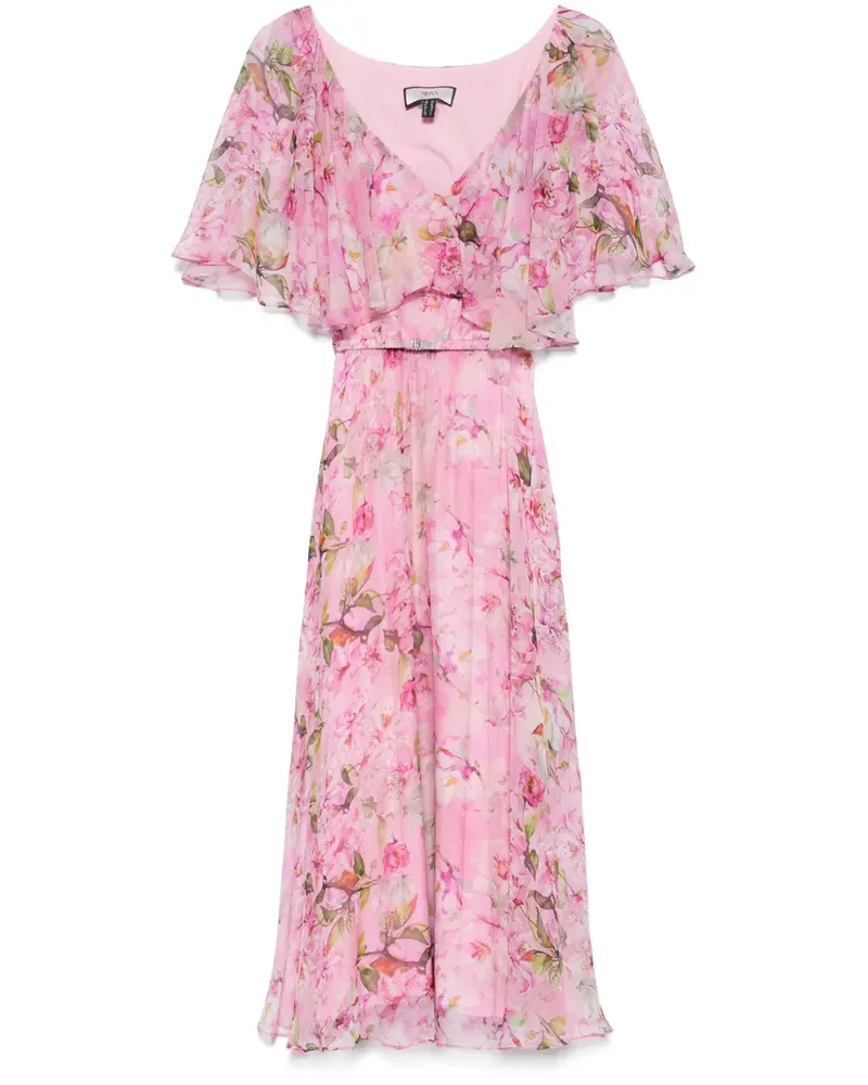 NISSA Midikleid aus Seide mit Blumen-Print - Rosa Rosa