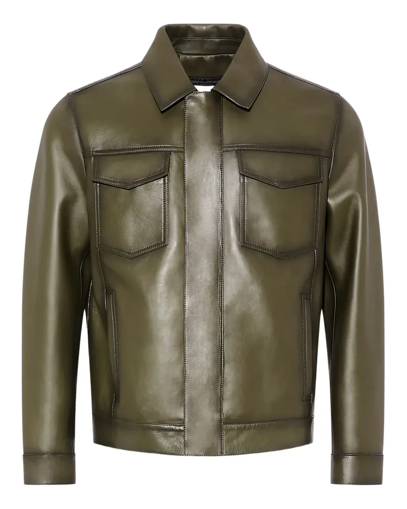 Yves Salomon Pocket denim style leather jacket - Grün Grün