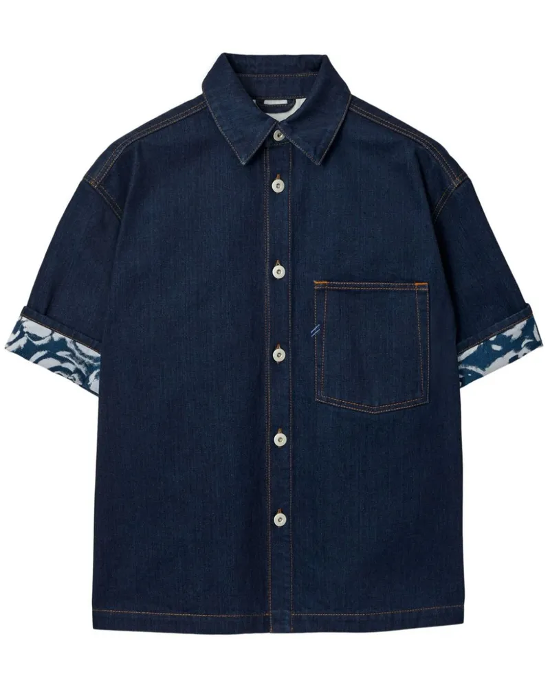 Burberry Heavyweight Jeanshemd mit Logo-Patch - Blau Blau
