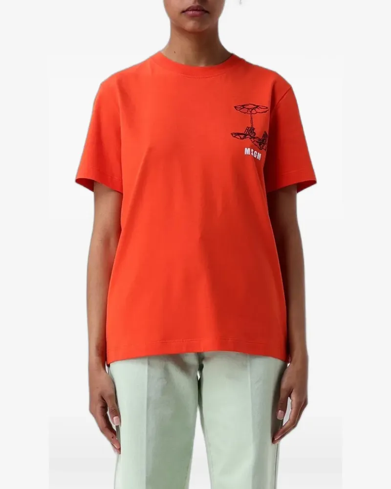 MSGM logo-print cotton T-shirt - Rot Rot