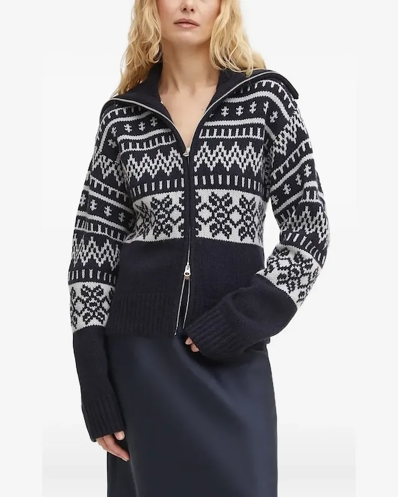 Samsøe & Samsøe Fair-Isle-Cardigan mit Reißverschluss - Blau Blau