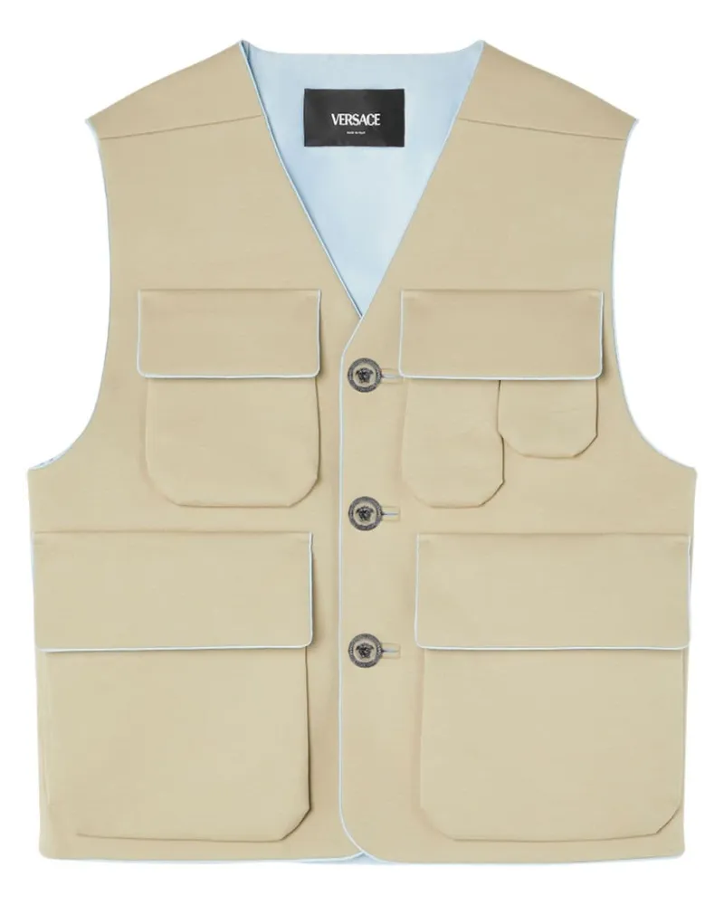 Versace Bonded Gabardine cargo vest - Nude Nude