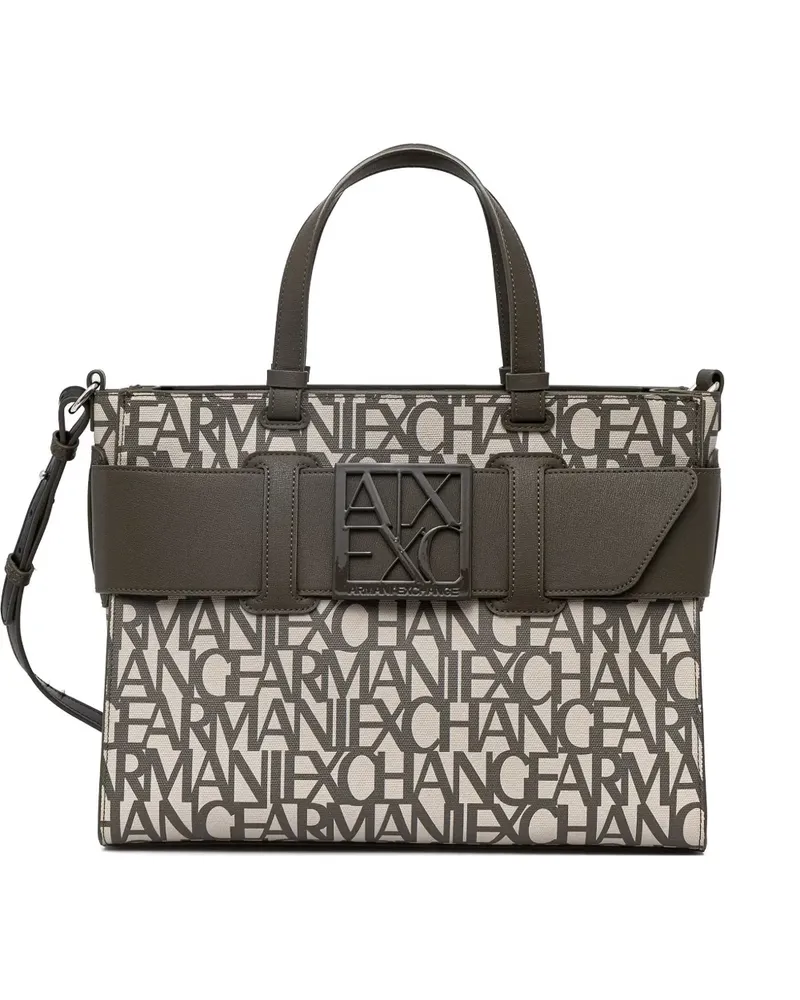 Armani Exchange logo-print buckle-detail tote bag - Nude Nude
