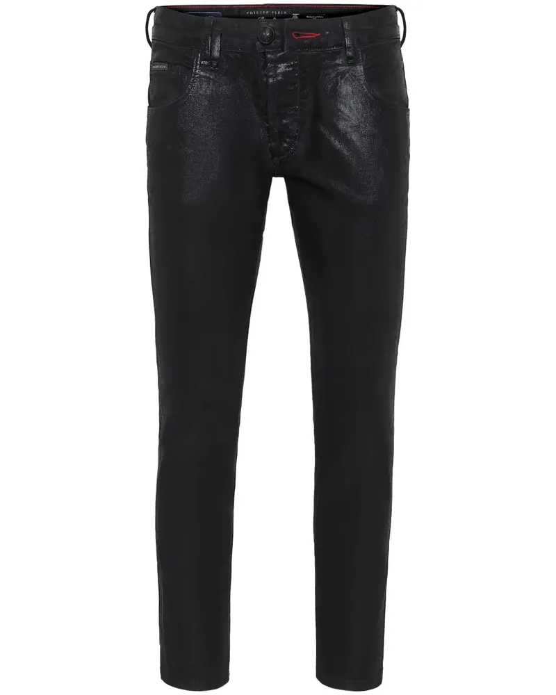 Philipp Plein Halbhohe Skull Skinny-Jeans - Schwarz Schwarz