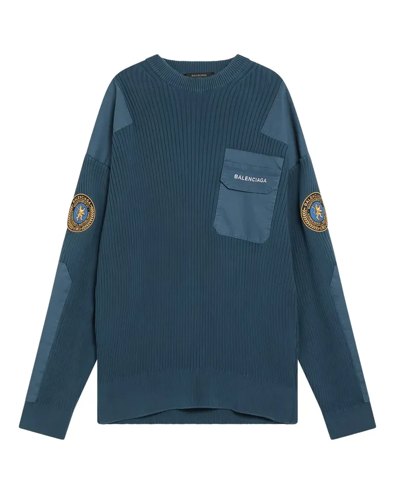 Balenciaga logo-appliqué sweater - Blau Blau