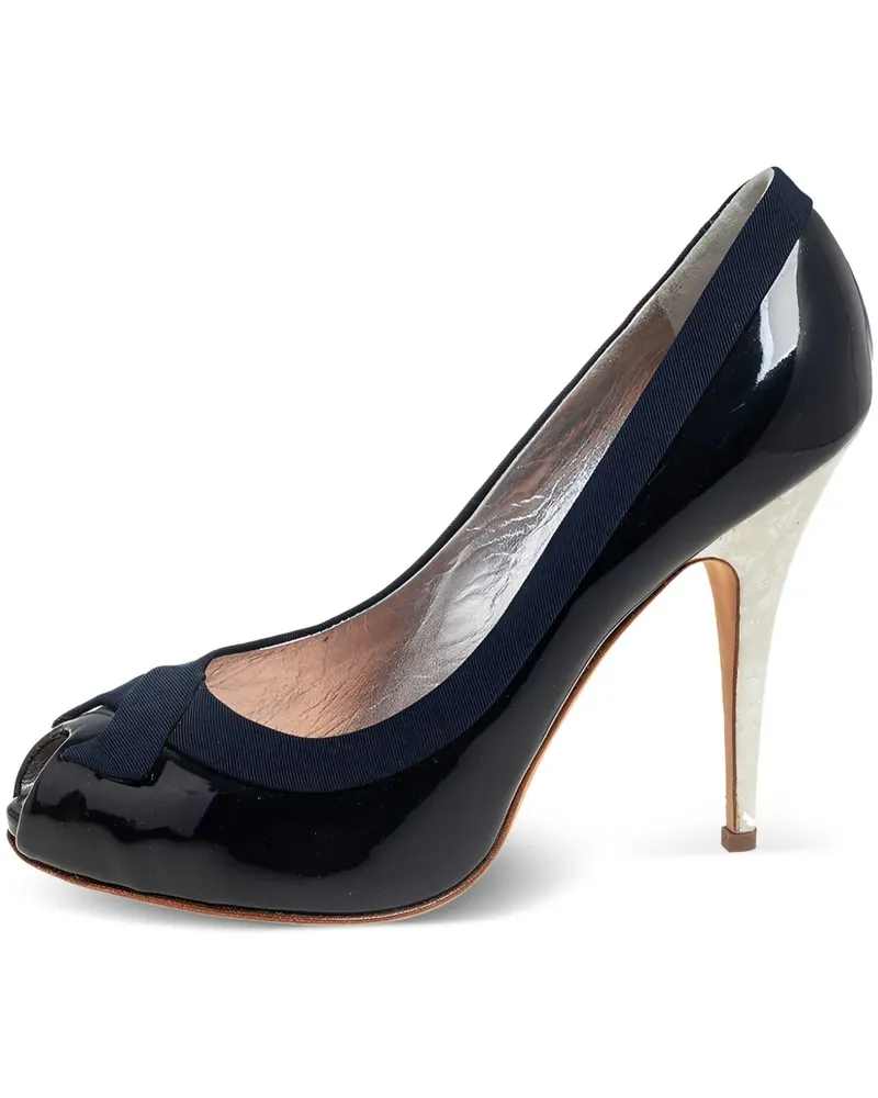 Giuseppe Zanotti Pre-owned Peeptoe-Pumps aus Lackleder 120mm - Blau Blau