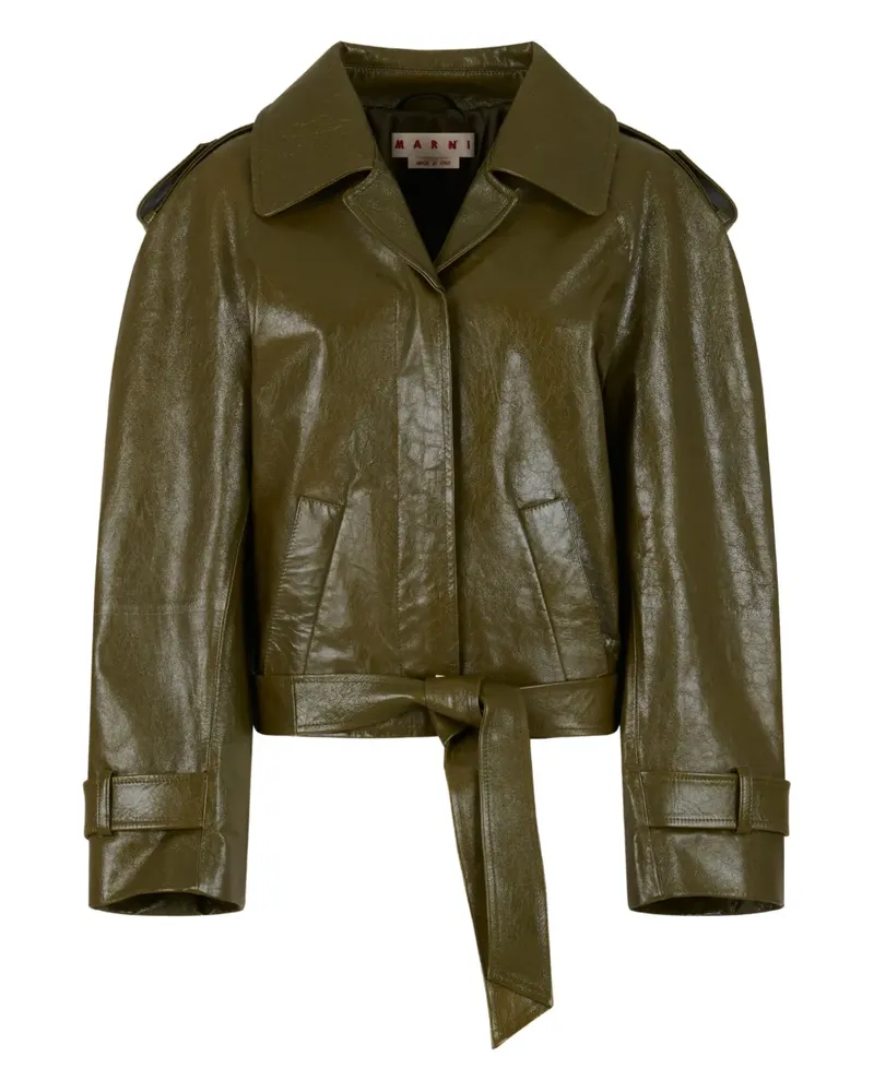 Marni Cropped-Jacke aus Leder - Grün Grün