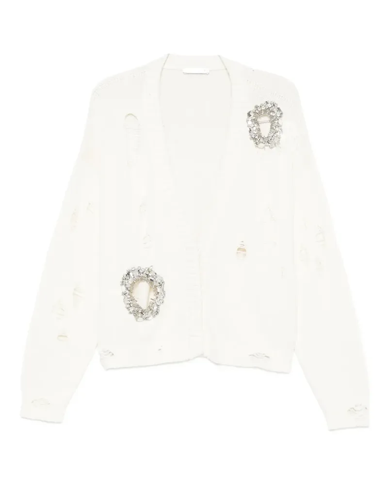 Area Distressed-Cardigan mit Kristallen - Nude Nude