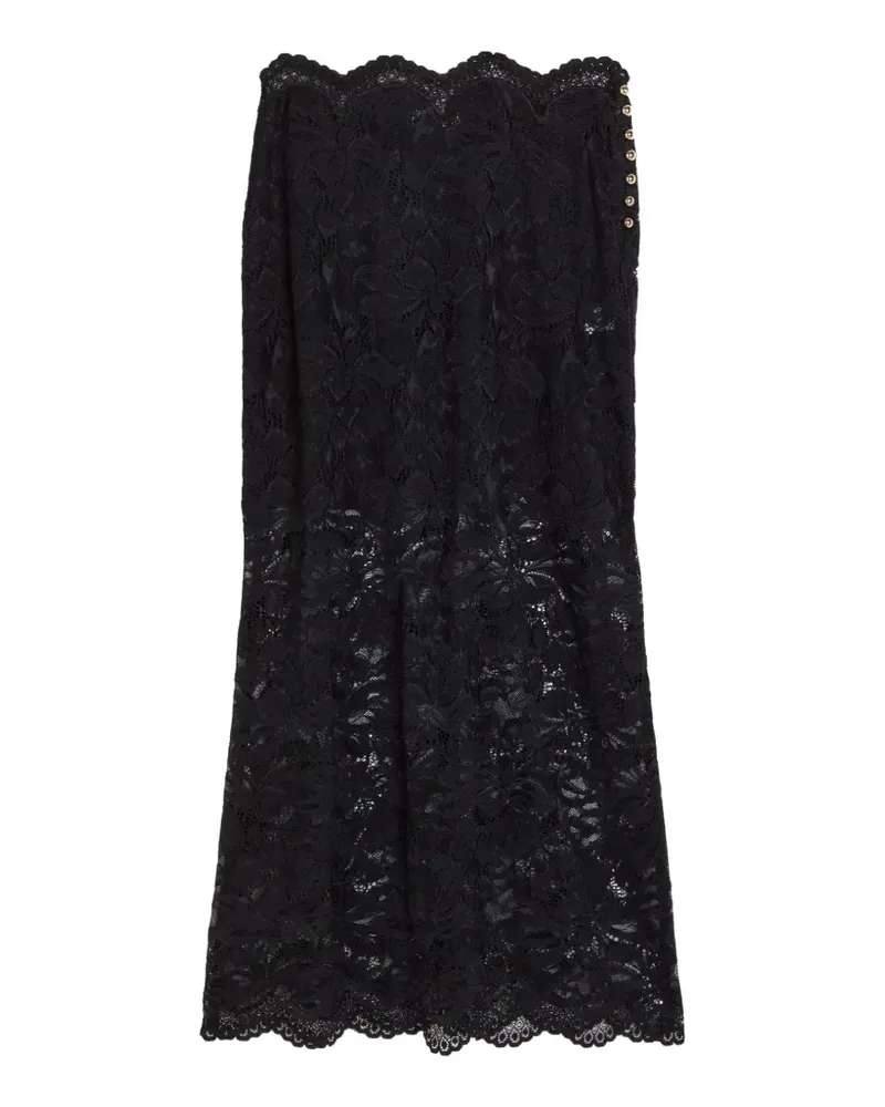 Paco Rabanne lace-overlay button-detail midi skirt - Schwarz Schwarz
