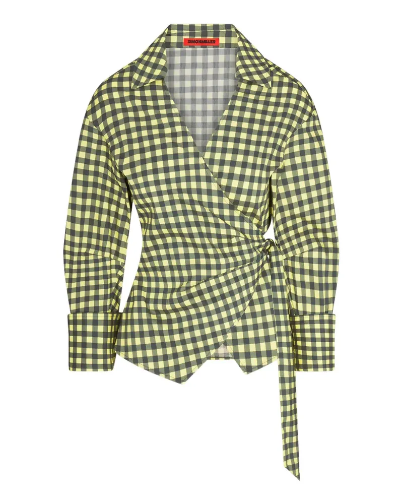 Simon Miller Anya gingham-print wrap blouse - Gelb Gelb