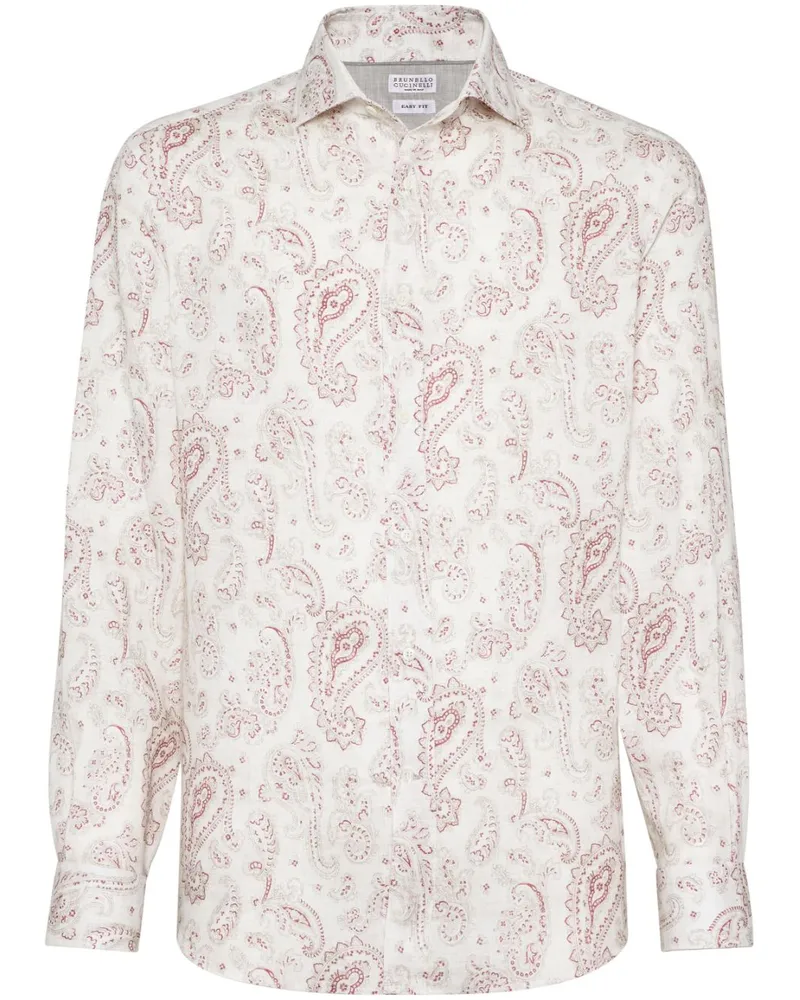 Brunello Cucinelli Leinenhemd mit Paisley-Print - Nude Nude