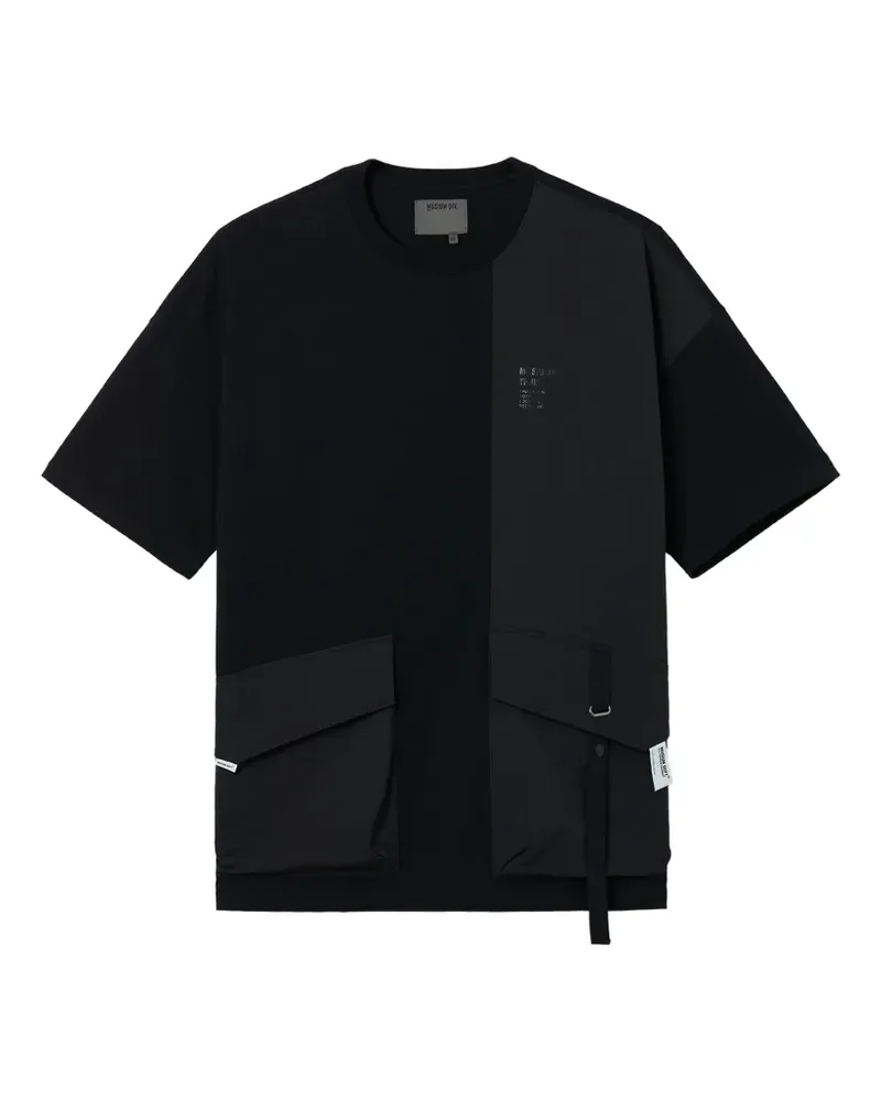 Musium Div. T-Shirt in Colour-Block-Optik - Schwarz Schwarz