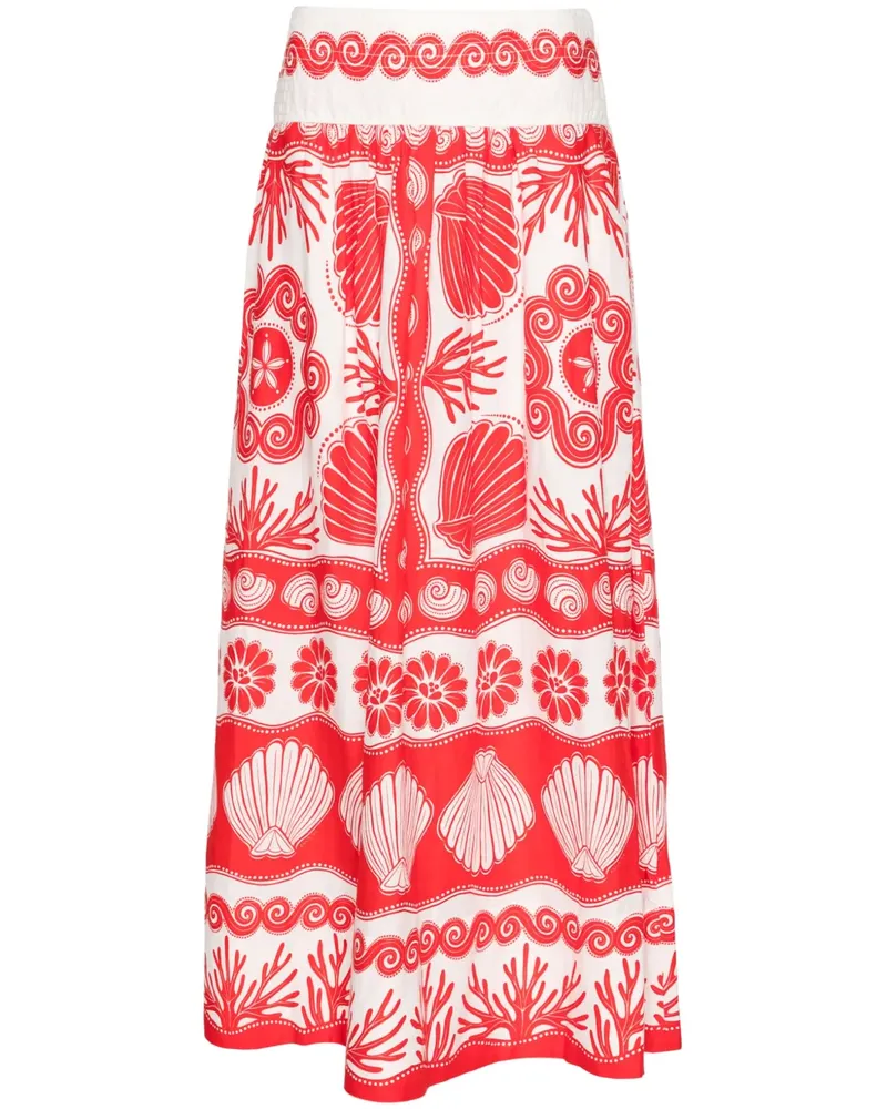 FARM Rio Ainika Midirock mit Muschel-Print - Rot Rot