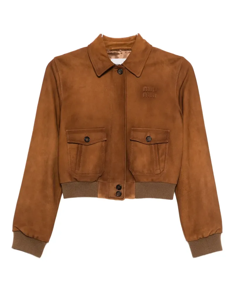 Miu Miu Cropped-Jacke mit aufgesetzten Taschen - Braun Braun