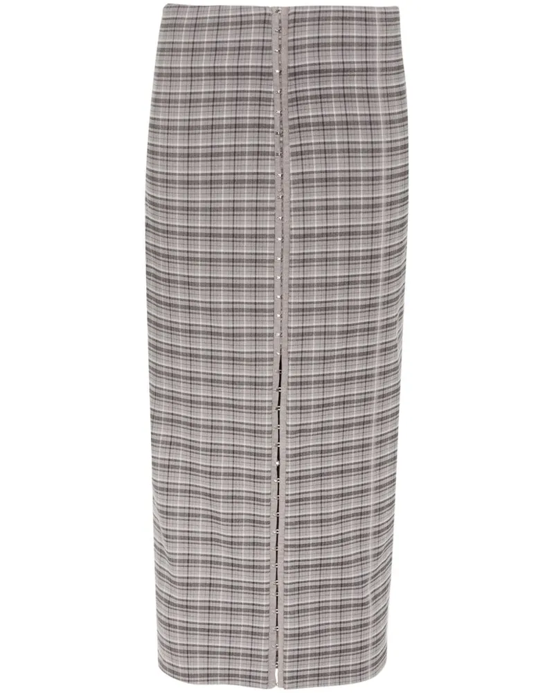 ROTATE Birger Christensen Karierter Palmer Midirock - Grau Grau