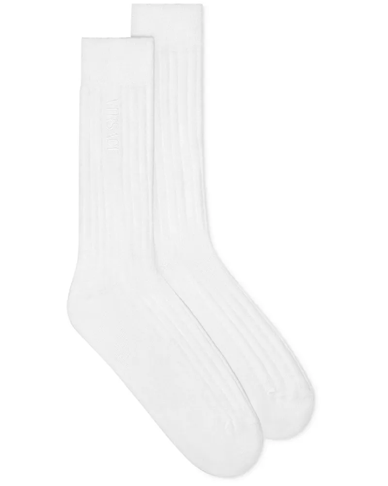 Versace Gerippte Socken mit Logo-Stickerei - Weiß Weiß