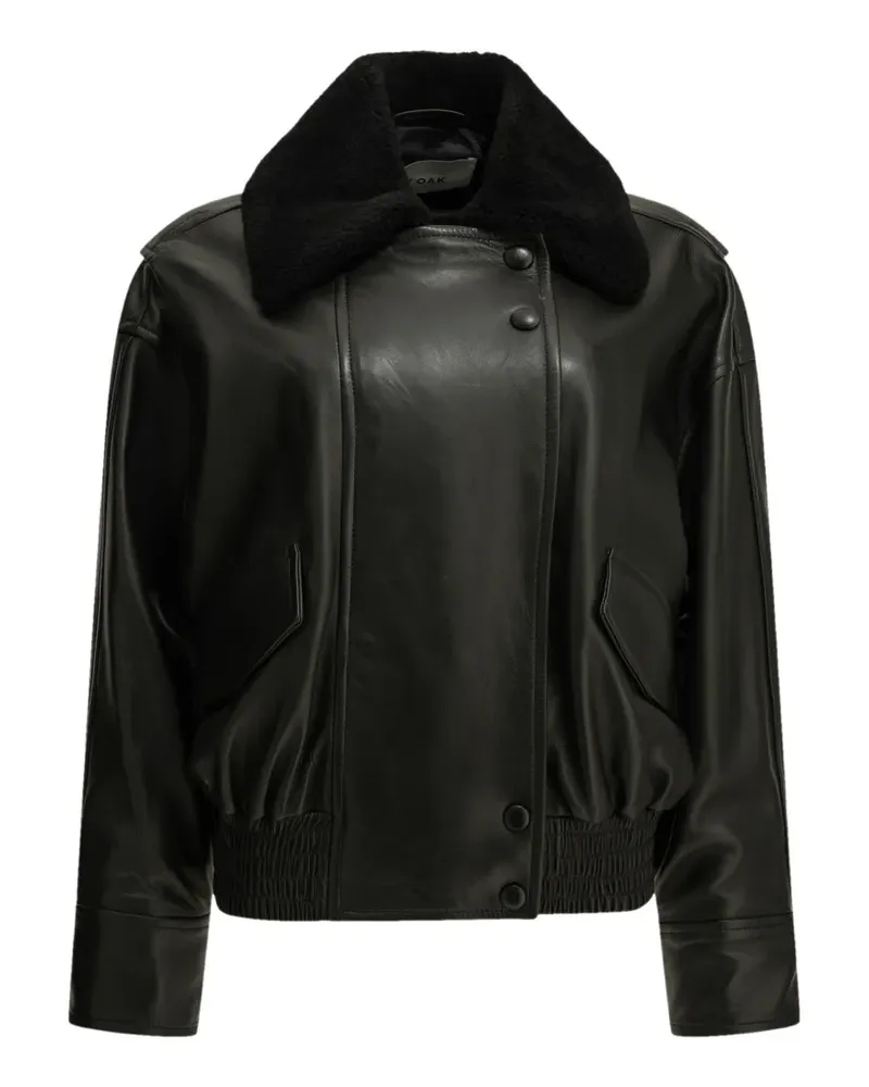 IVY & OAK Ledermantel mit Shearling-Kragen - Schwarz Schwarz