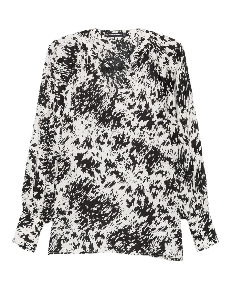 Karl Lagerfeld Bluse mit abstraktem Print - Weiß Weiß