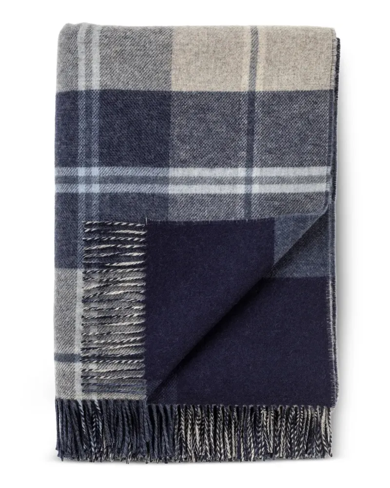 Johnstons of Elgin Wendbarer Überwurf mit Check - Blau Blau