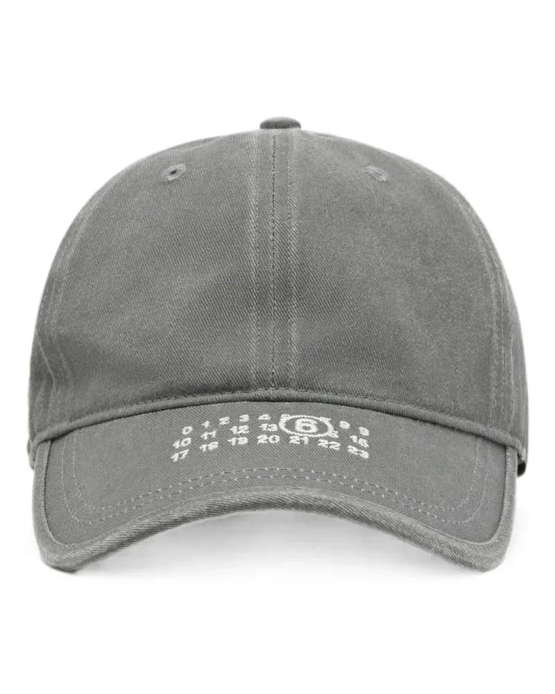 Maison Margiela washed cotton label cap - Grau Grau