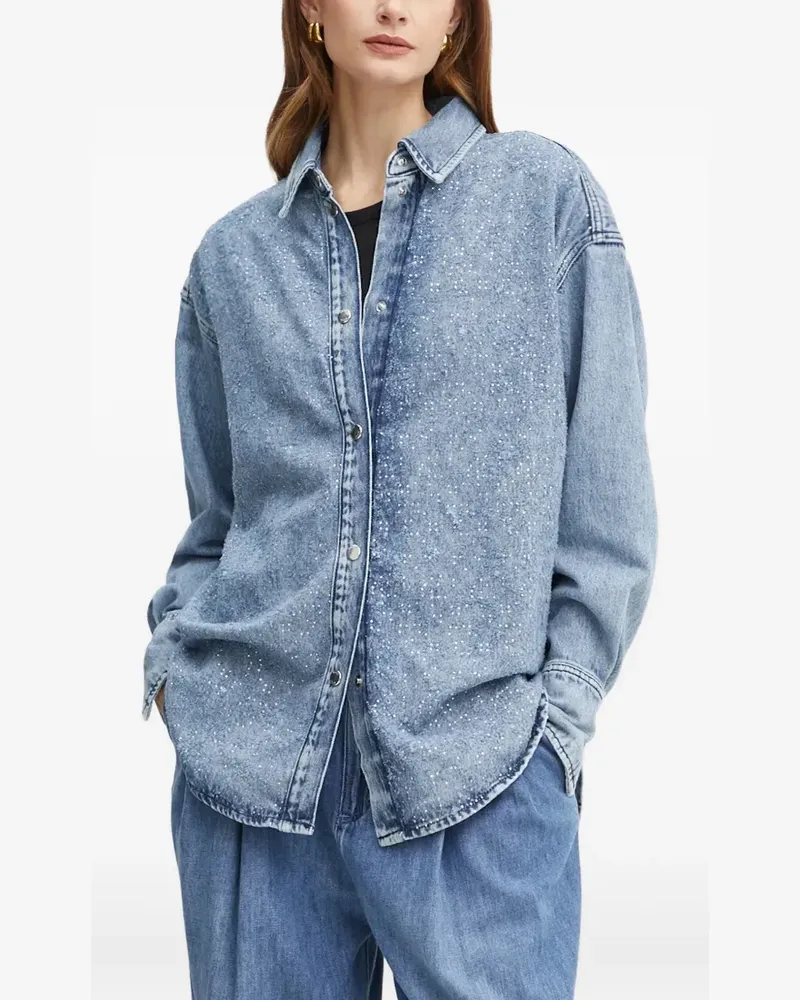 HUGO BOSS Jeanshemd mit Kristallen - Blau Blau