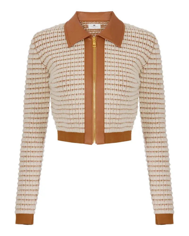 Elisabetta Franchi textured zip-up cardigan - Nude Nude