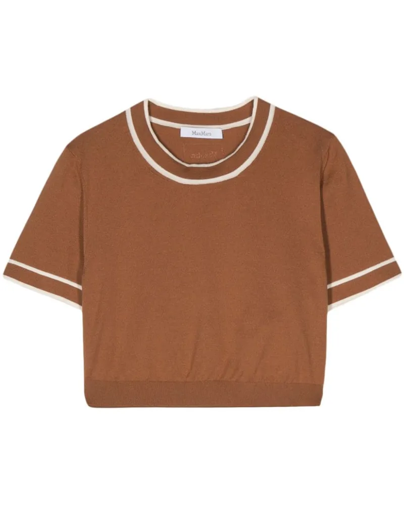 Max Mara Fein gestricktes Cropped-Top - Braun Braun