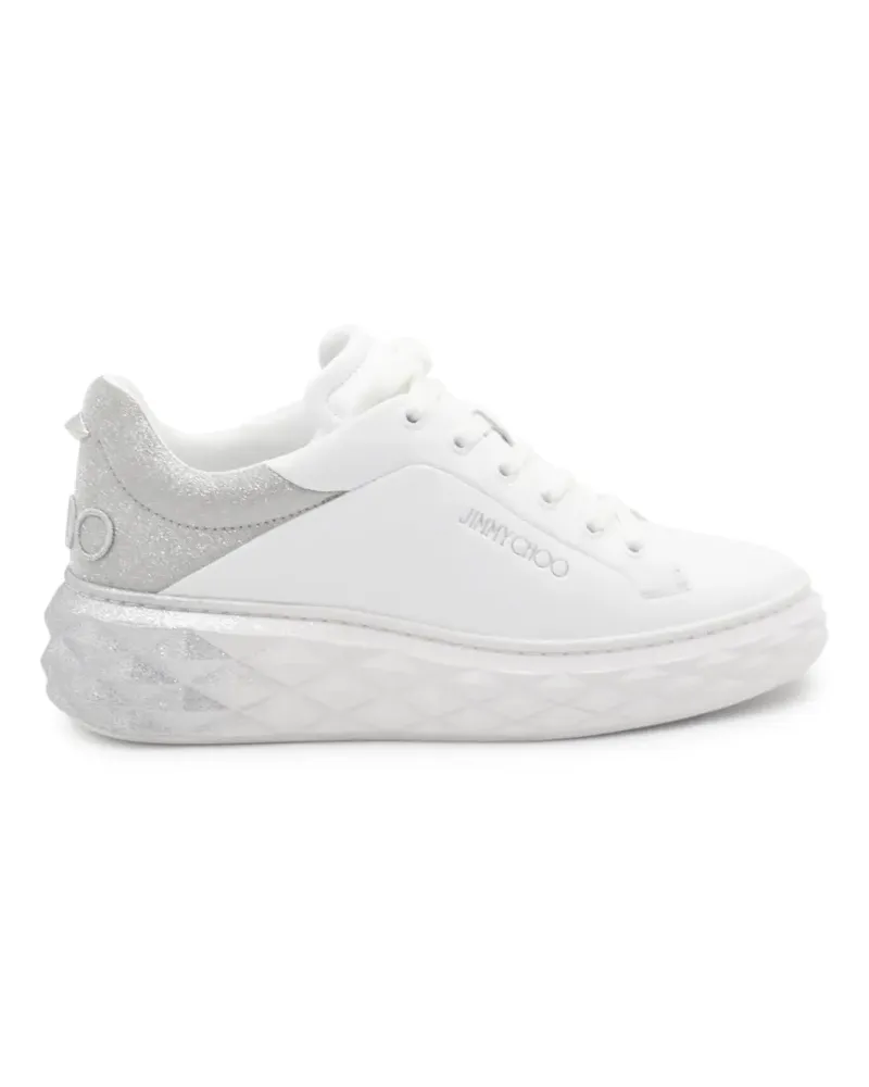 Jimmy Choo Diamond Maxi F II white & silver nappa-leather glitter trainers - Weiß Weiß