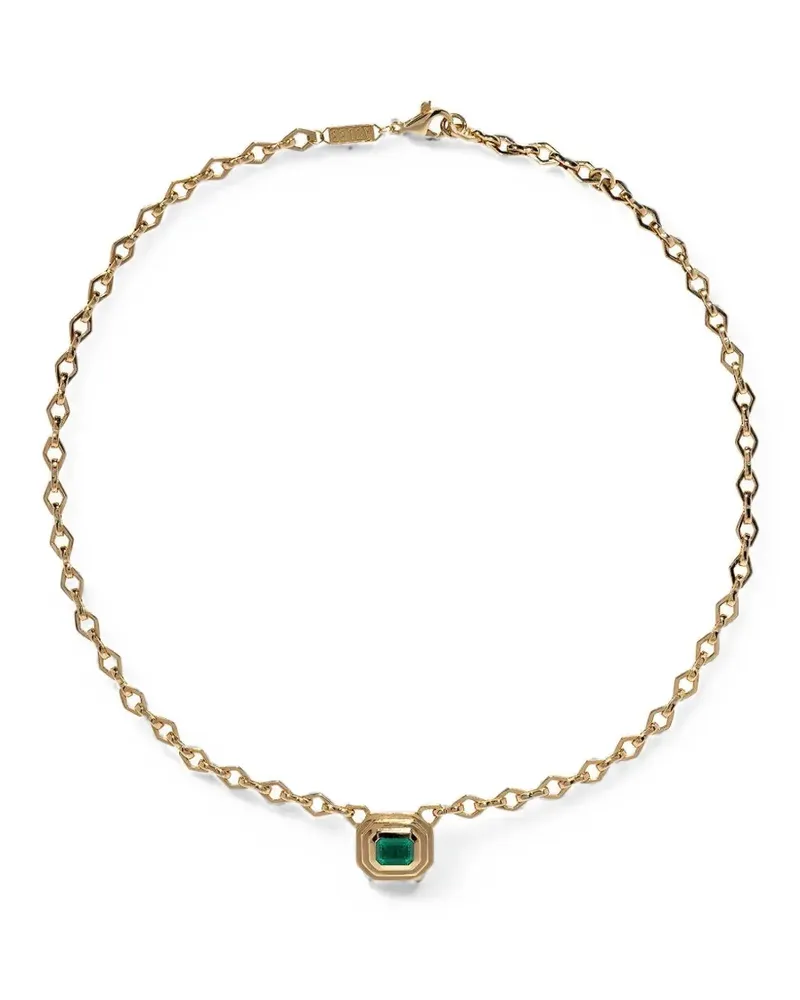 AZLEE emerald staircase medium necklace - Gold Gold