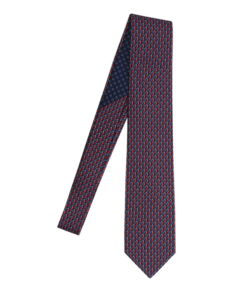 Ferragamo Gancini-print silk tie - Blau Blau