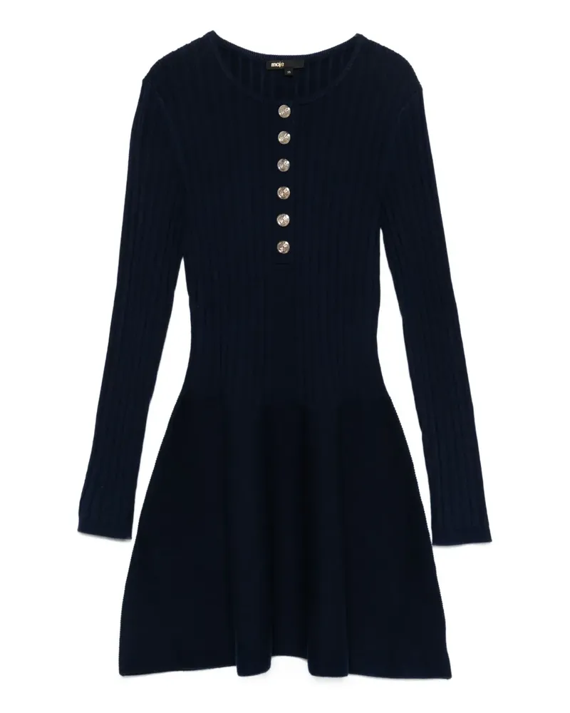 Maje Geripptes Kleid mit Knopfleiste - Blau Blau