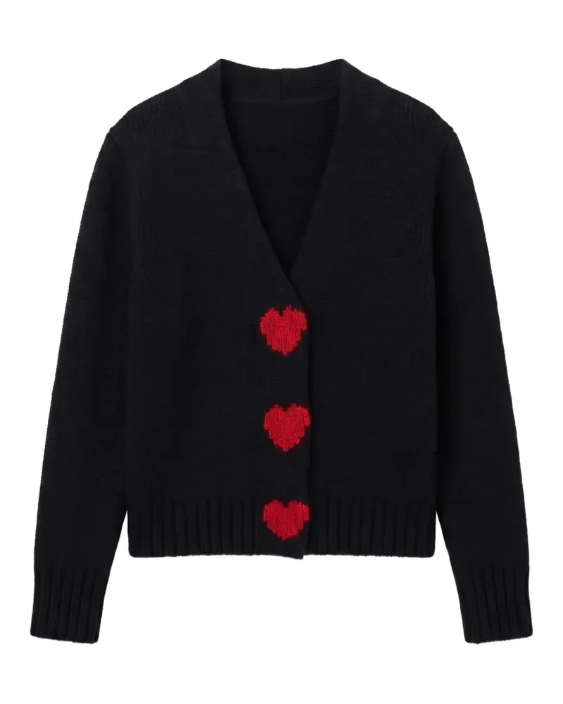Chinti & Parker Cardigan mit Herz-Intarsie - Schwarz Schwarz