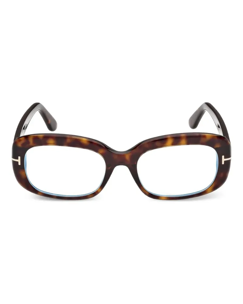 Tom Ford tortoiseshell-effect rectangle-frame glasses - Braun Braun