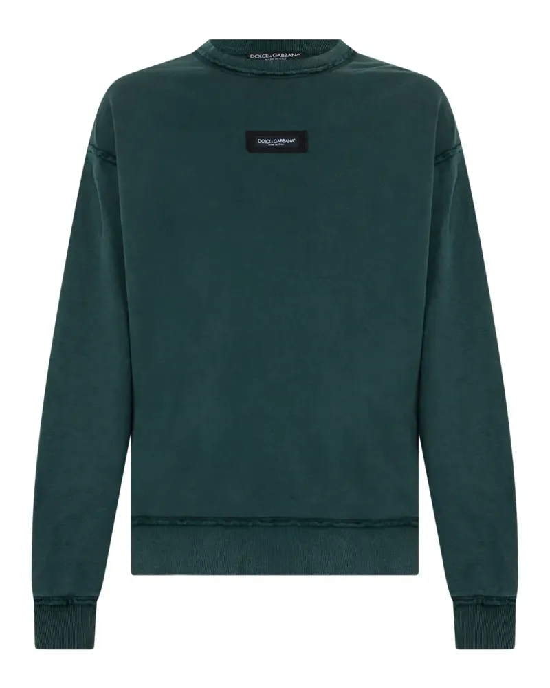 Dolce & Gabbana logo-patch raw-edge sweatshirt - Grün Grün