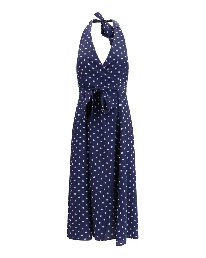 P.A.R.O.S.H. P.A.R.O H. polka dot halterneck midi dress - Blau Blau