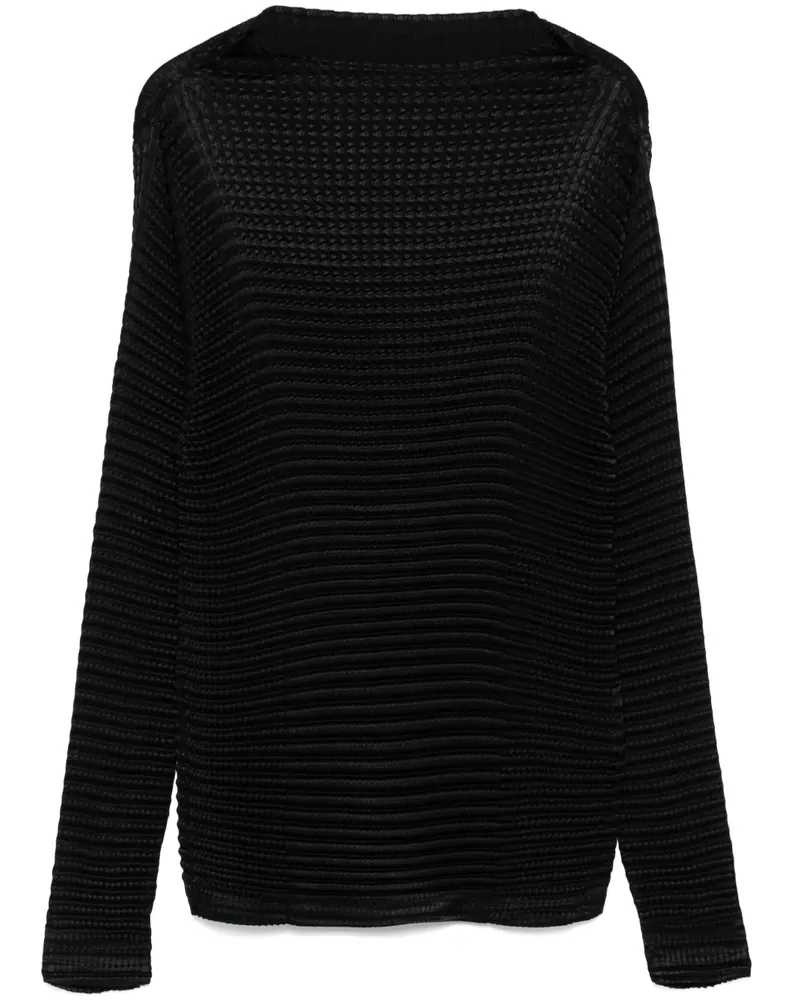 Issey Miyake Suede Like Pleats Oberteil - Schwarz Schwarz
