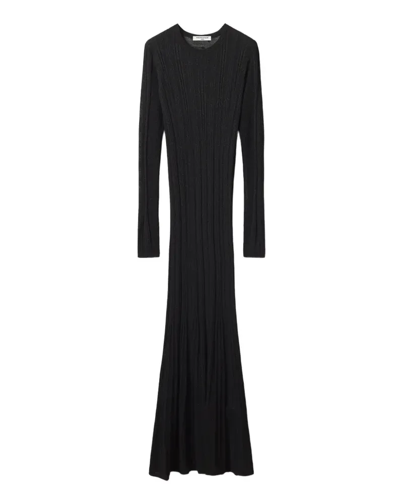 Kitsuné Geripptes Maxikleid - Schwarz Schwarz