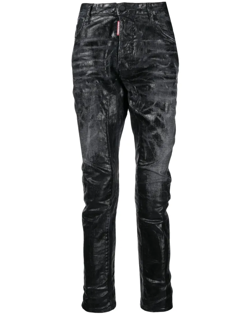 Dsquared2 Slim-Fit-Jeans mit Logo-Patch - Schwarz Schwarz