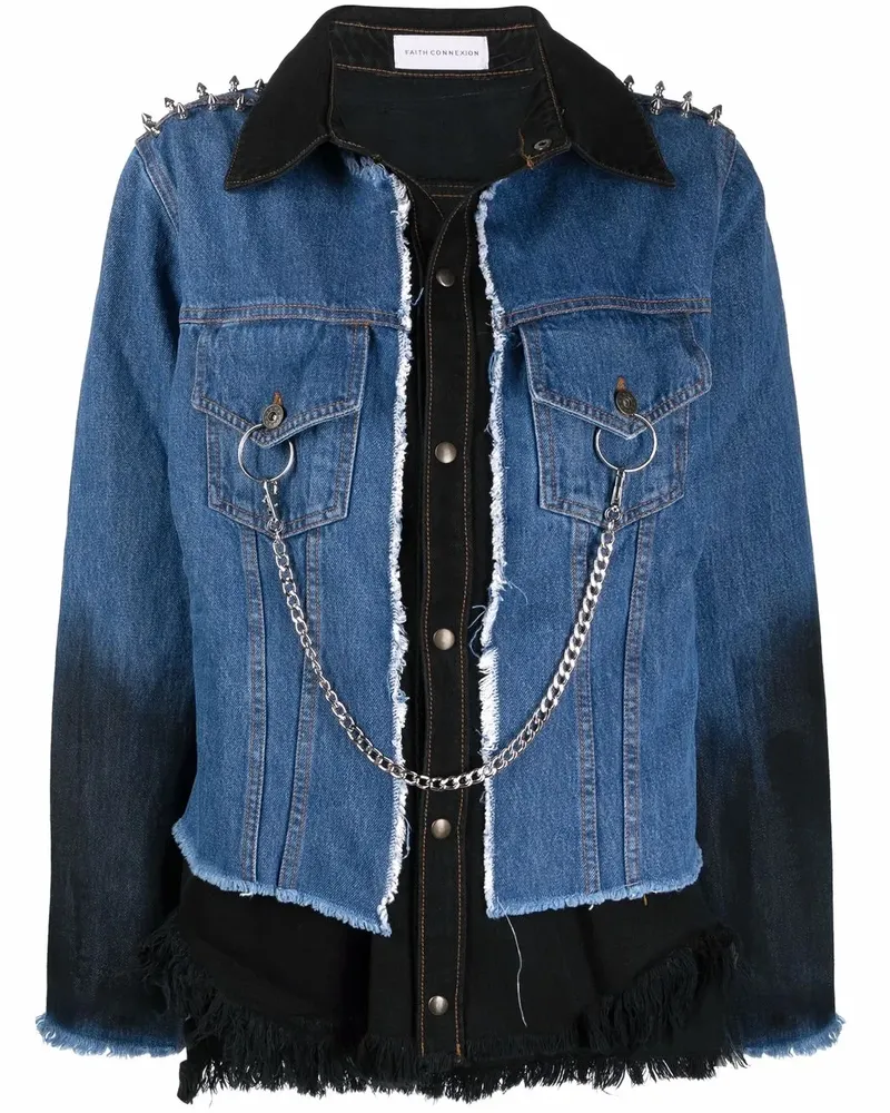 Faith Connexion Jeansjacke mit Zierkette - Blau Blau