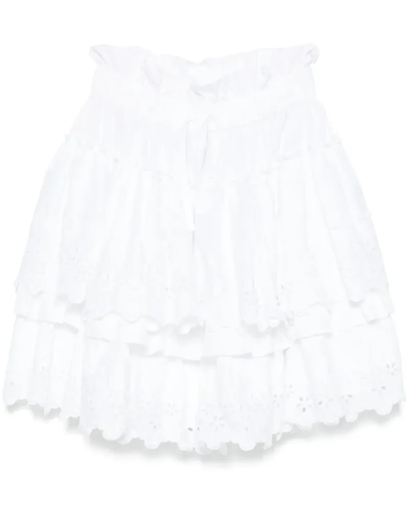 Simone Rocha Gestufter Minirock mit Lochstickerei - Weiß Weiß