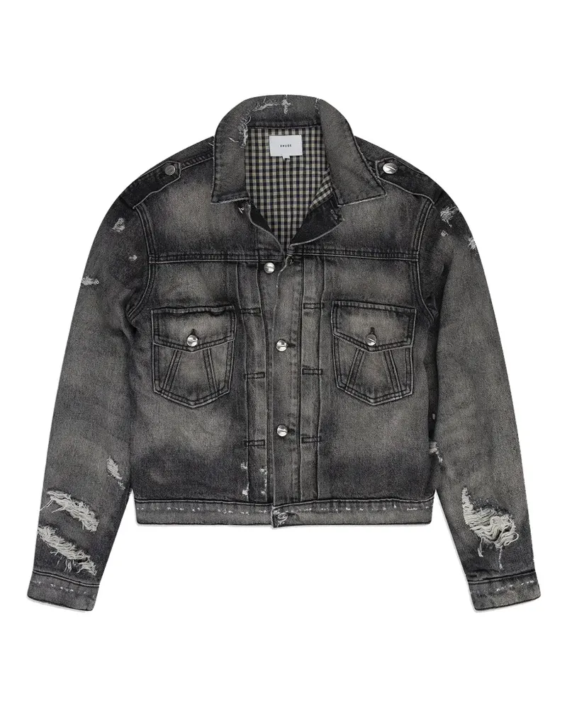 RHUDE ripped-detail denim jacket - Grau Grau