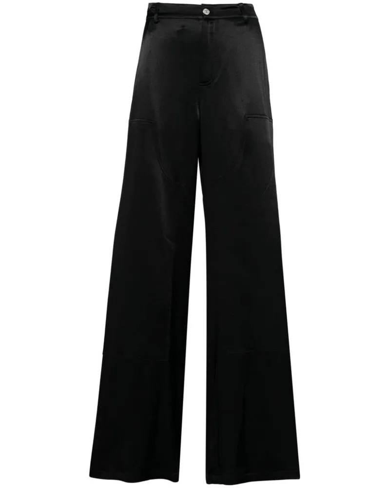 Moschino Weite Hose aus Satin - Schwarz Schwarz